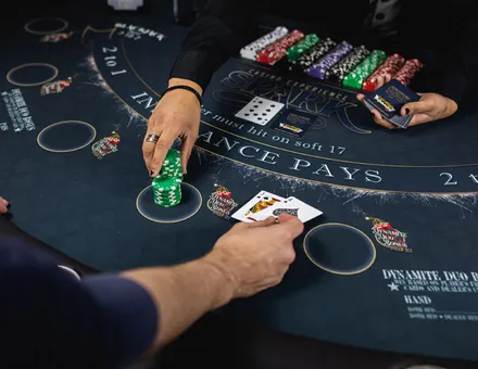 Full casino floor at a company party