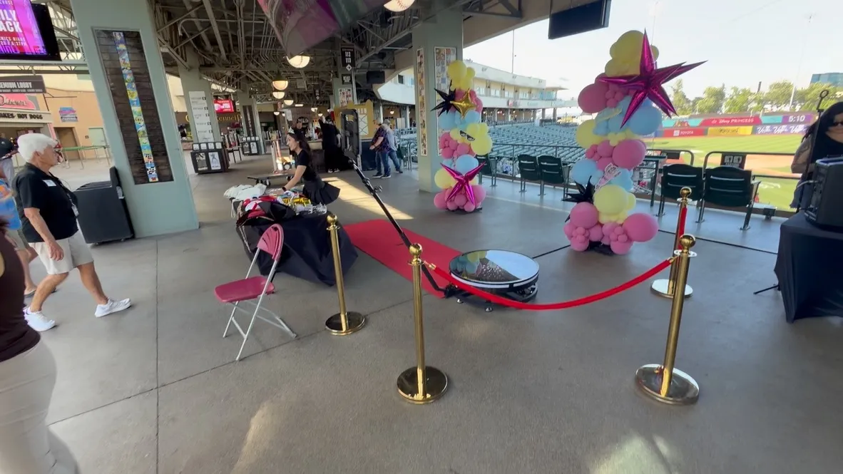Spark 360 video booth with red carpet at Sutter Health Park