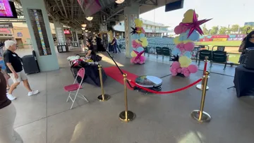 Spark 360 video booth with red carpet at Sutter Health Park