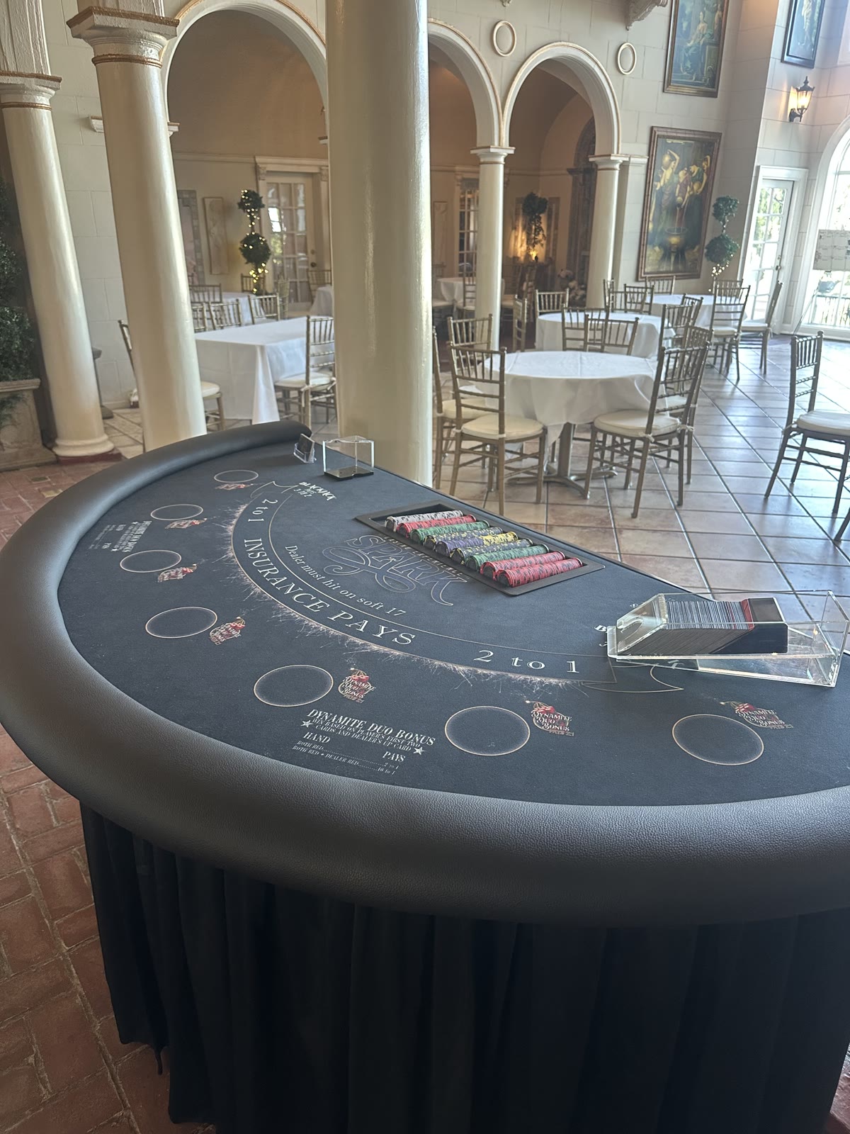 Spark blackjack table set for an event